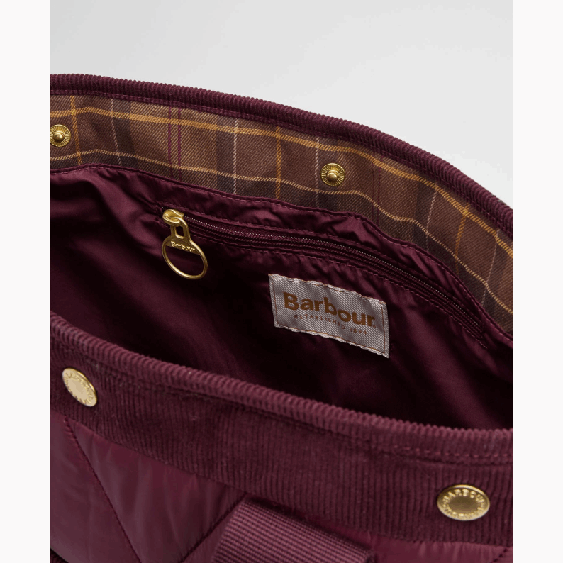 Barbour Healy Quilted Tote Bag in Black/Ancient &amp; Merlot