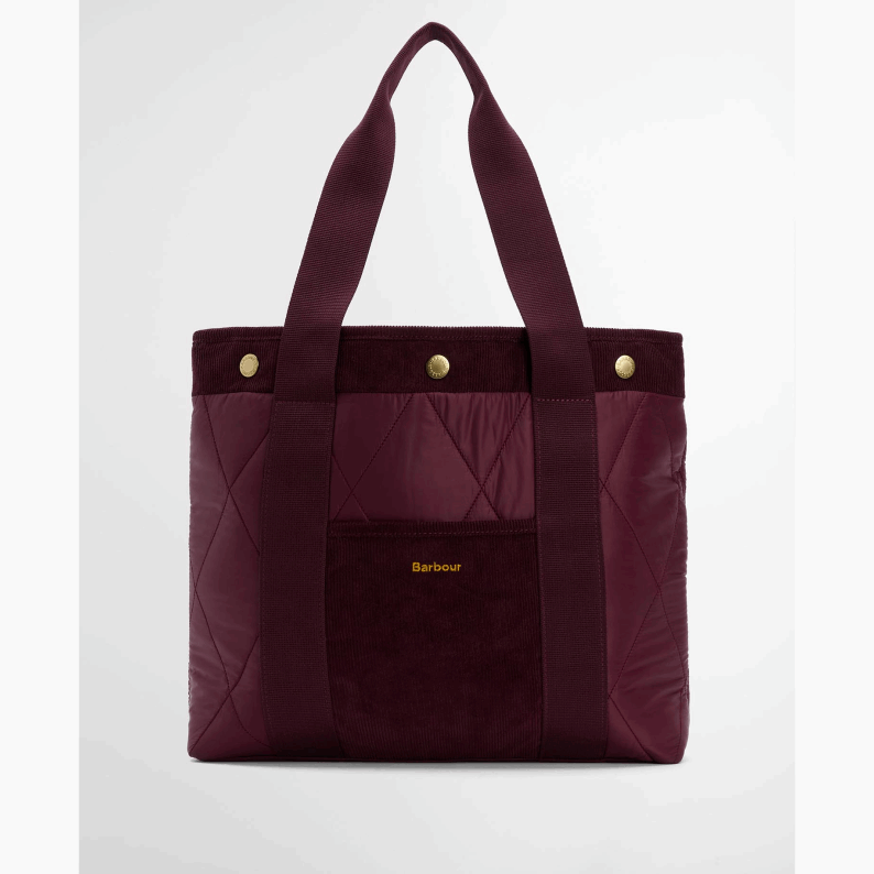 Barbour Healy Quilted Tote Bag in Black/Ancient & Merlot