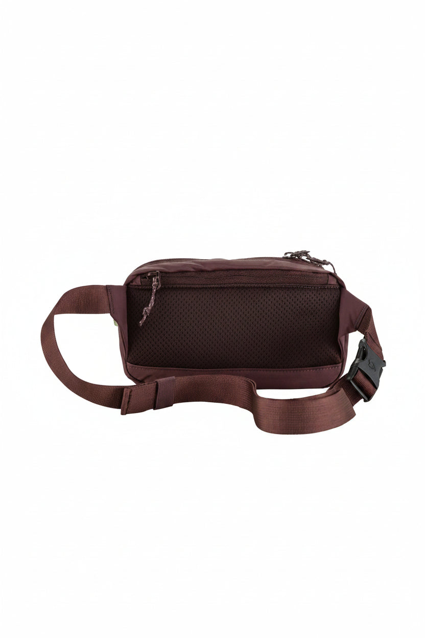 Blackberry waist bag with a strap on a white background