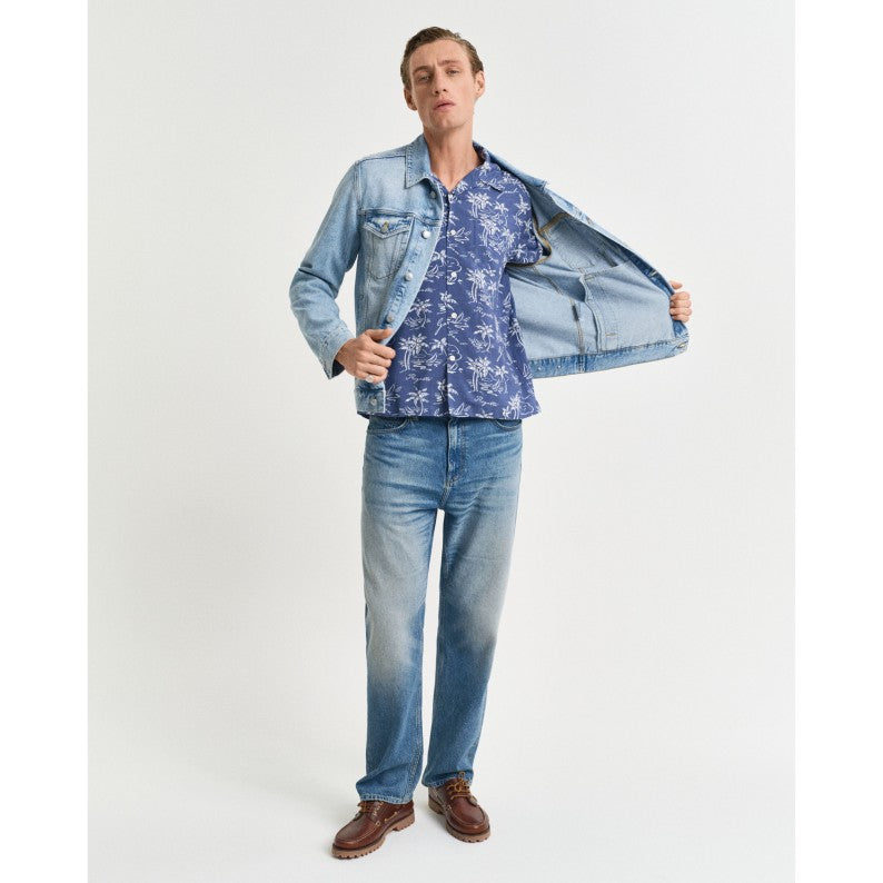 GANT Relaxed Fit Island Print Shirt Dusty Navy