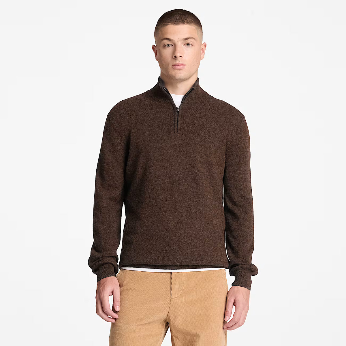 Timberland Jaffrey Wool Quarter-Zip Jumper for Men in Dark Brown