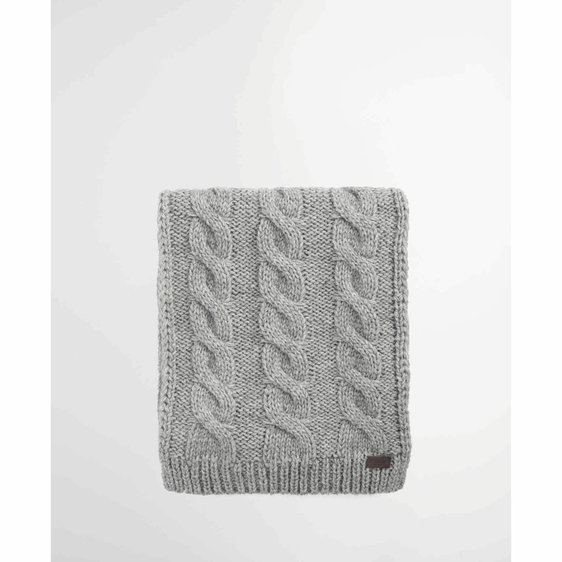 Barbour Jesmond Beanie and Scarf Gift Set – Mid Grey &amp; Navy