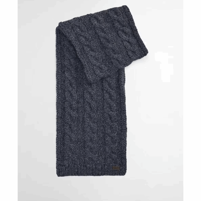 Barbour Jesmond Beanie and Scarf Gift Set – Mid Grey &amp; Navy