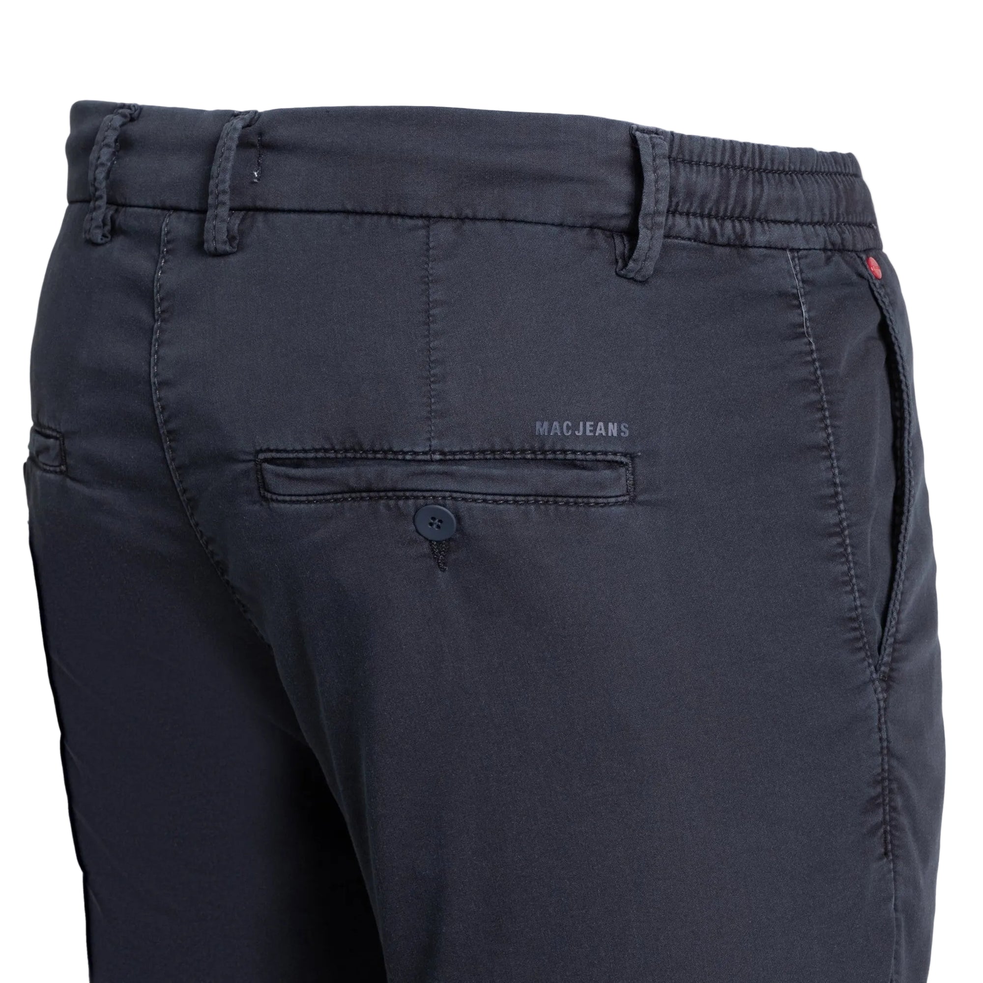 Dark gray pants with a visible brand logo on a white background