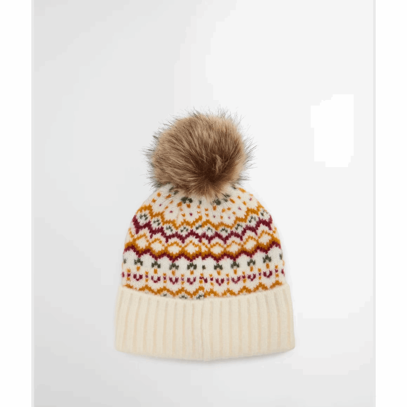 Barbour Kingsford Fair Isle Beanie Hat - Cloud