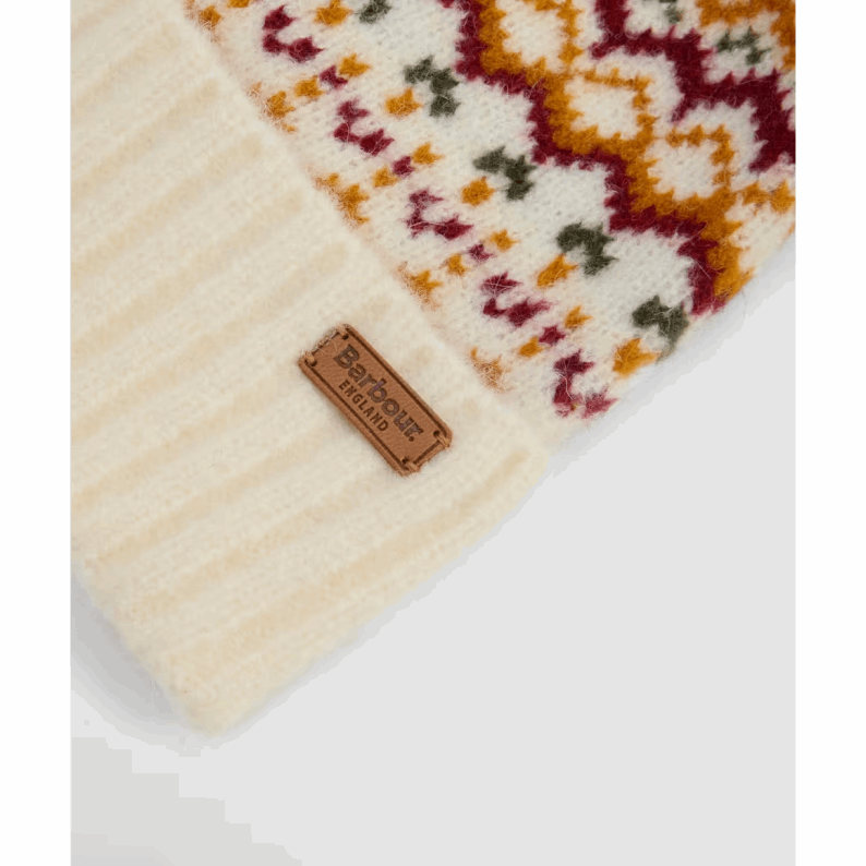 Barbour Kingsford Fair Isle Beanie Hat - Cloud