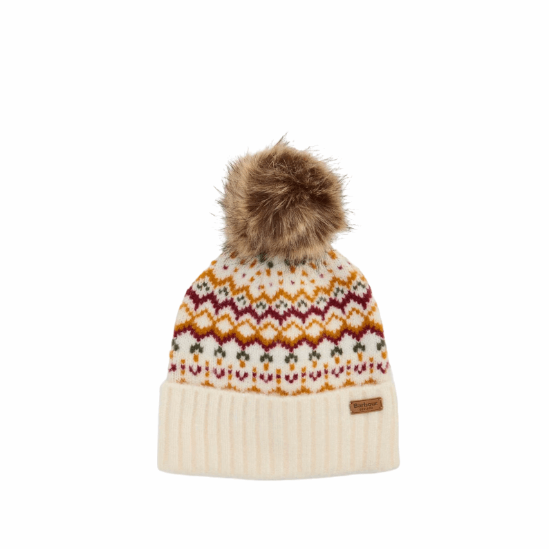 Barbour Kingsford Fair Isle Beanie Hat - Cloud