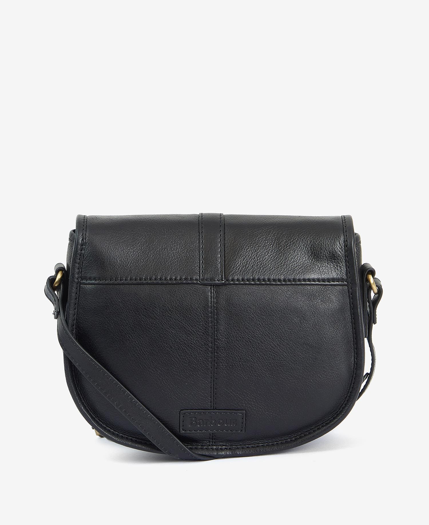 Barbour Laire Medium Leather Saddle Bag in Black - front view