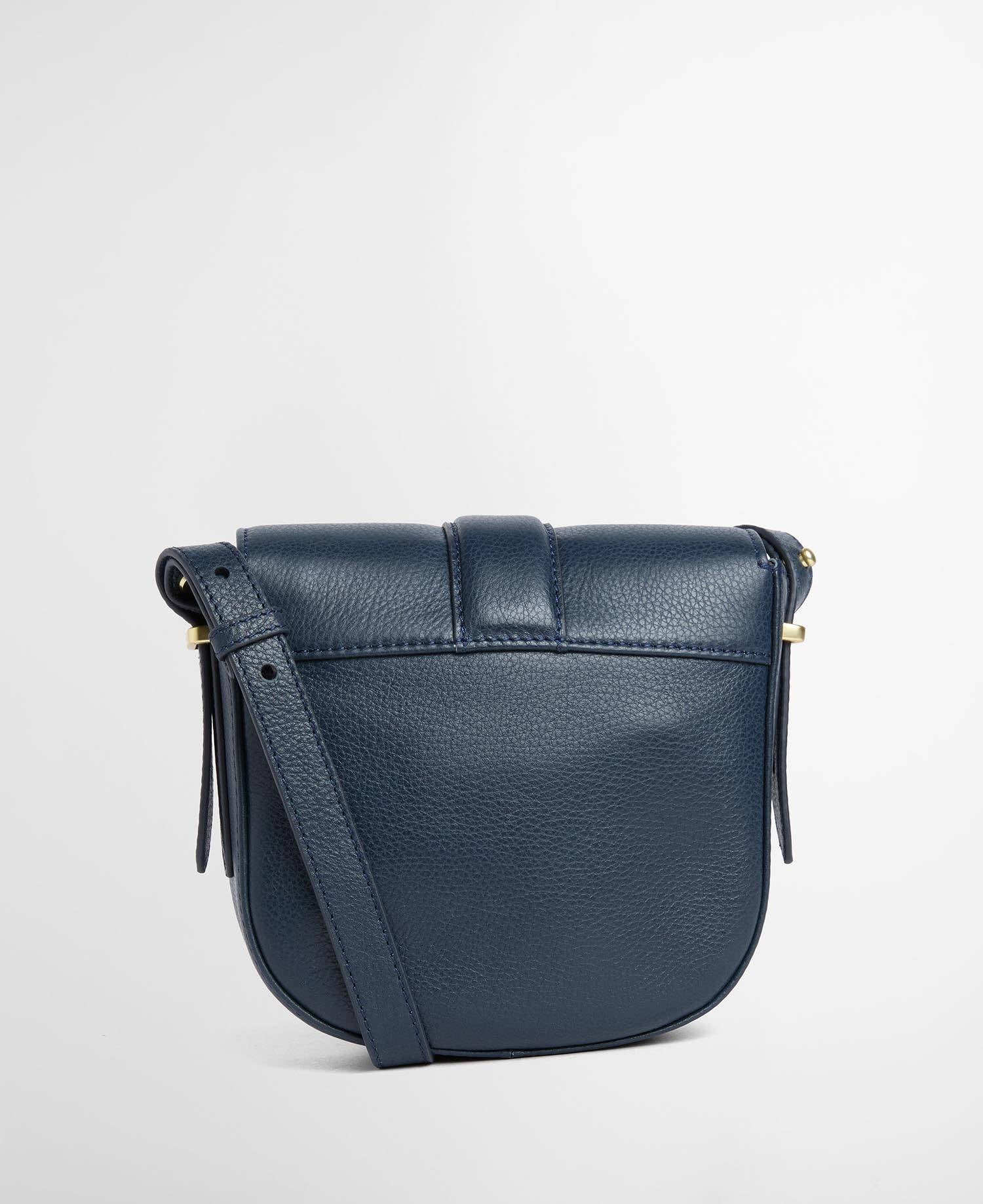 Barbour Elm Leather Crossbody Saddle Bag in Navy