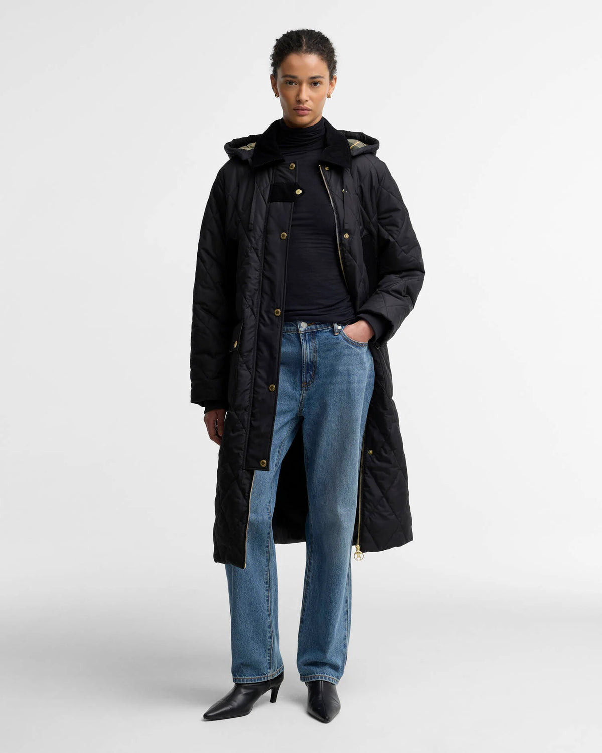 Barbour Rudson Quilted Jacket In Black/Ancient LQU1928BK11