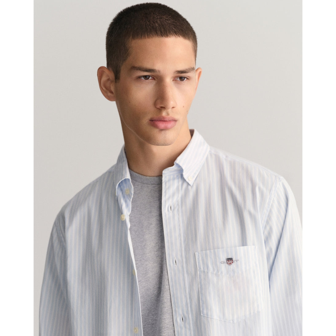 GANT Regular Fit Striped Poplin Shirt 3000130 Light Blue