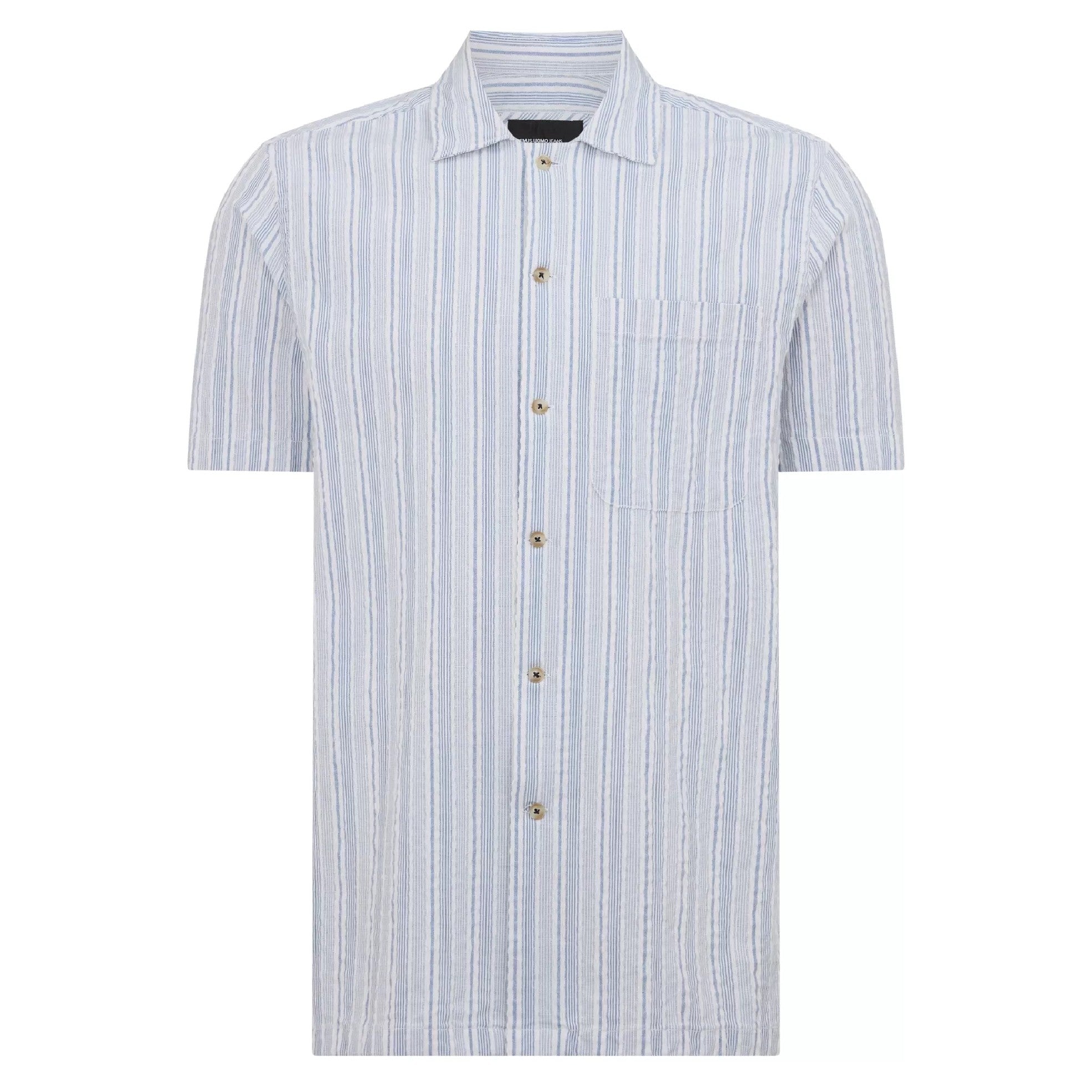 Remus Uomo Sky Blue Tapered Short Sleeve Casual Shirt 13946 Light Blue