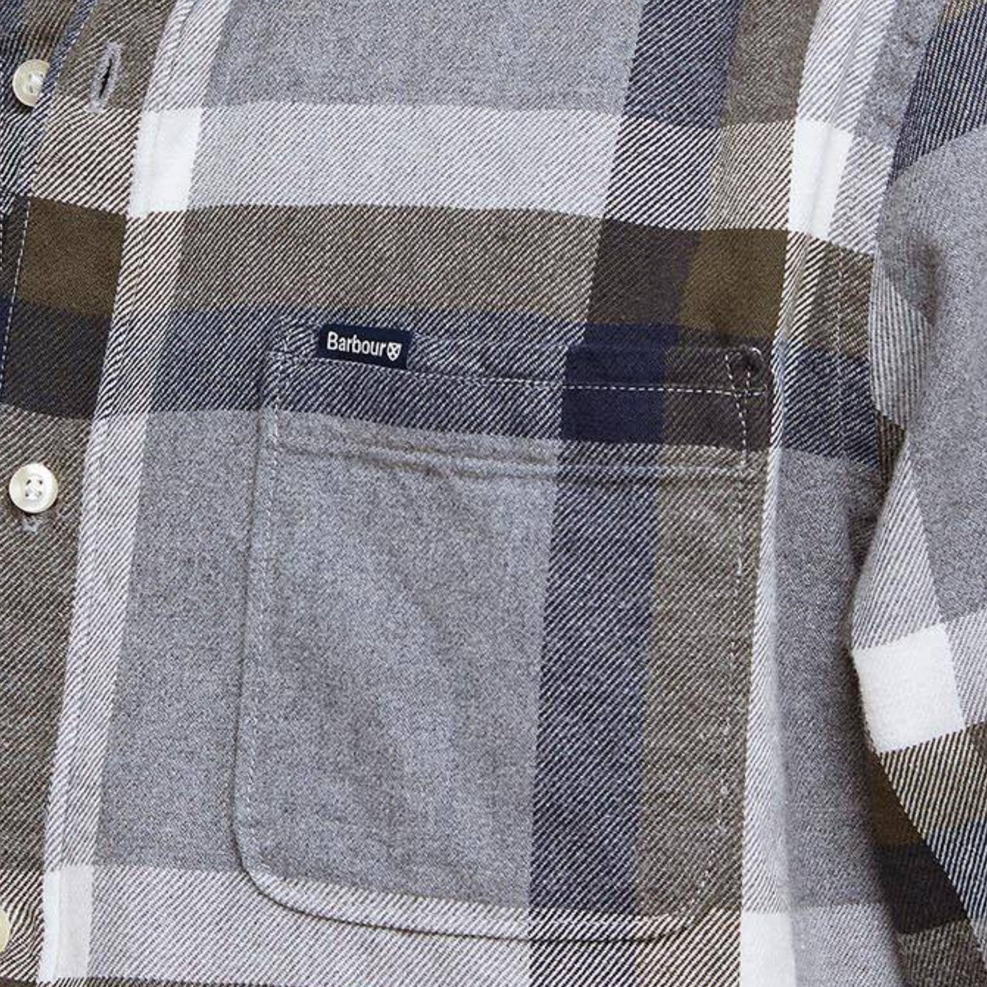Plaid shirt with a Barbour logo on the chest pocket