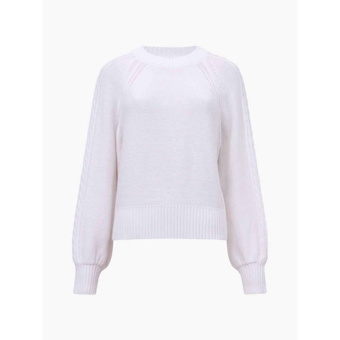 French Connection Lily Cable Knit Balloon Sleeve Jumper 78YAG Linen White