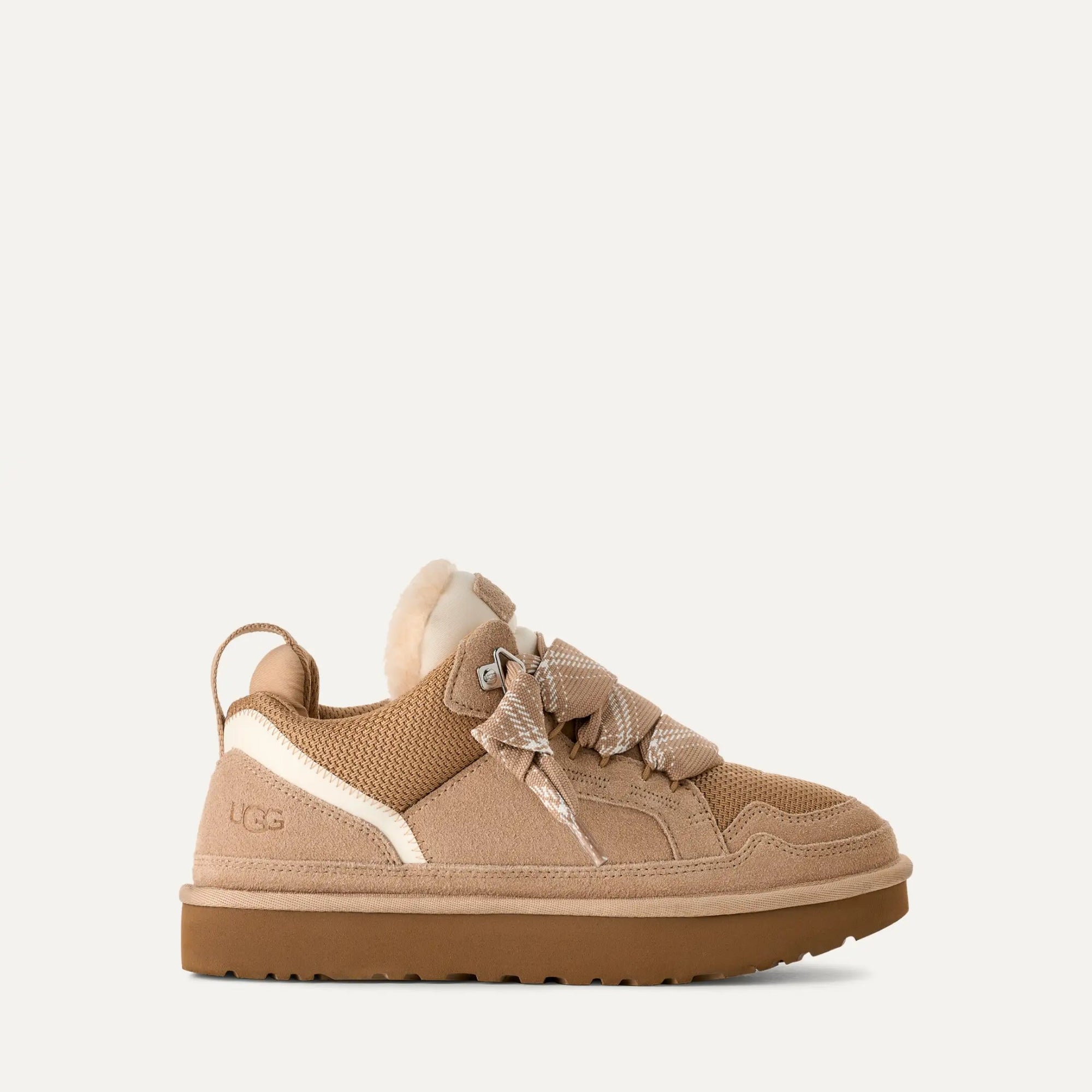 UGG Lowmel in Sand sneaker with brown sole on a white background
