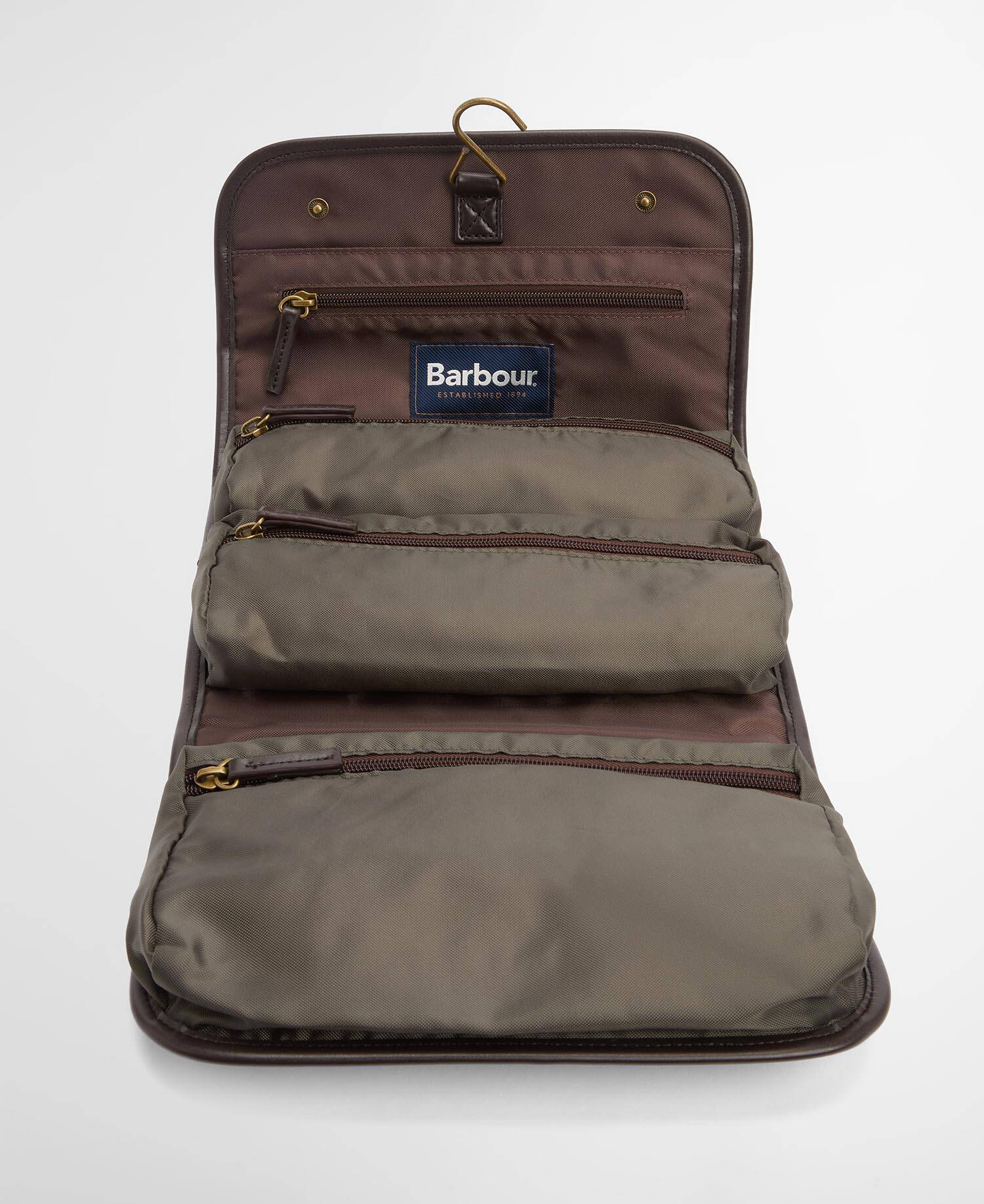 Barbour Wax Hanging Washbag in Olive