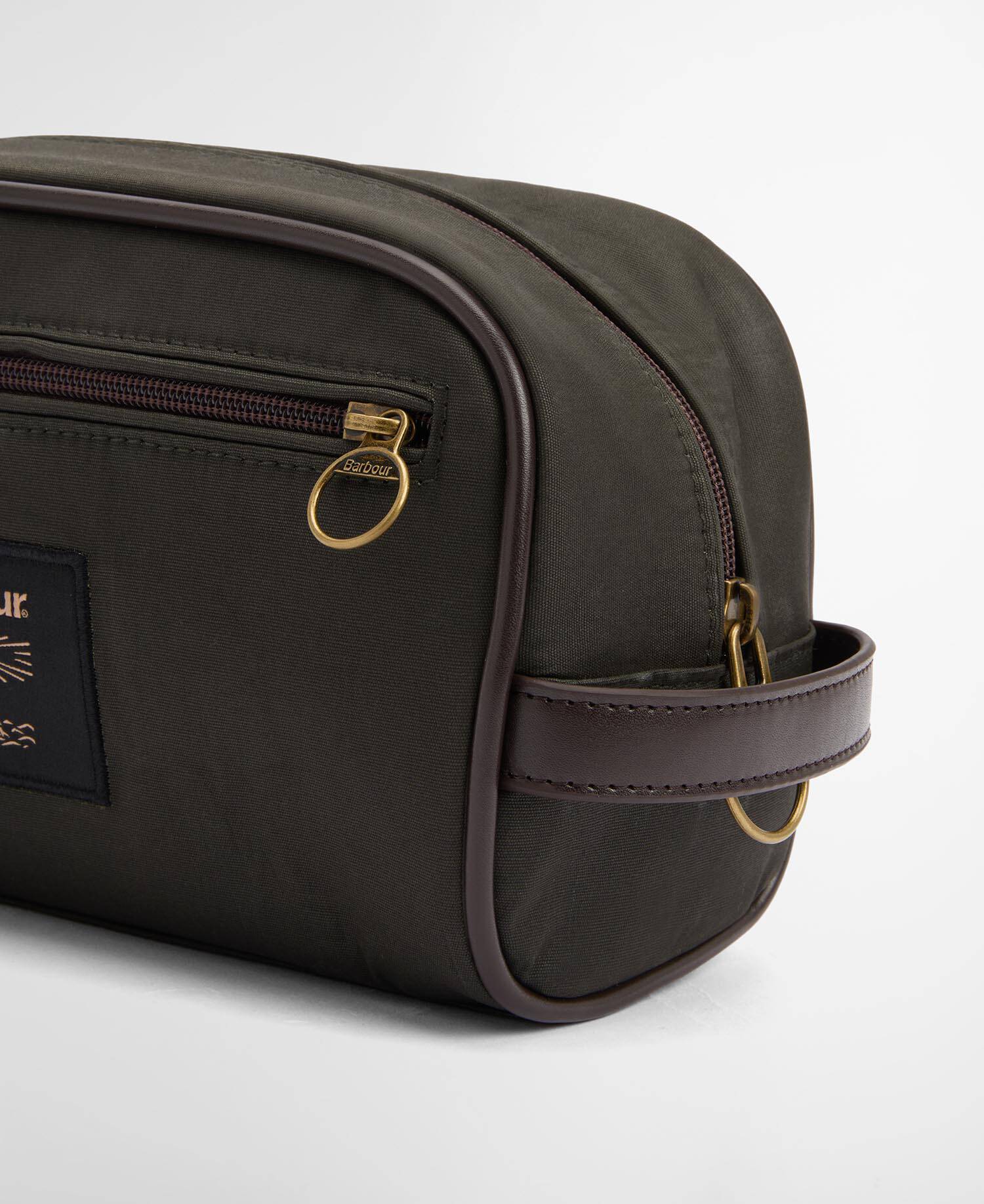 Barbour Wax Washbag in Olive