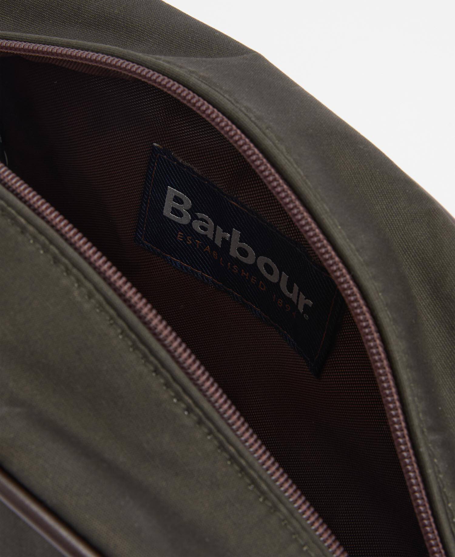 Barbour Wax Washbag in Olive
