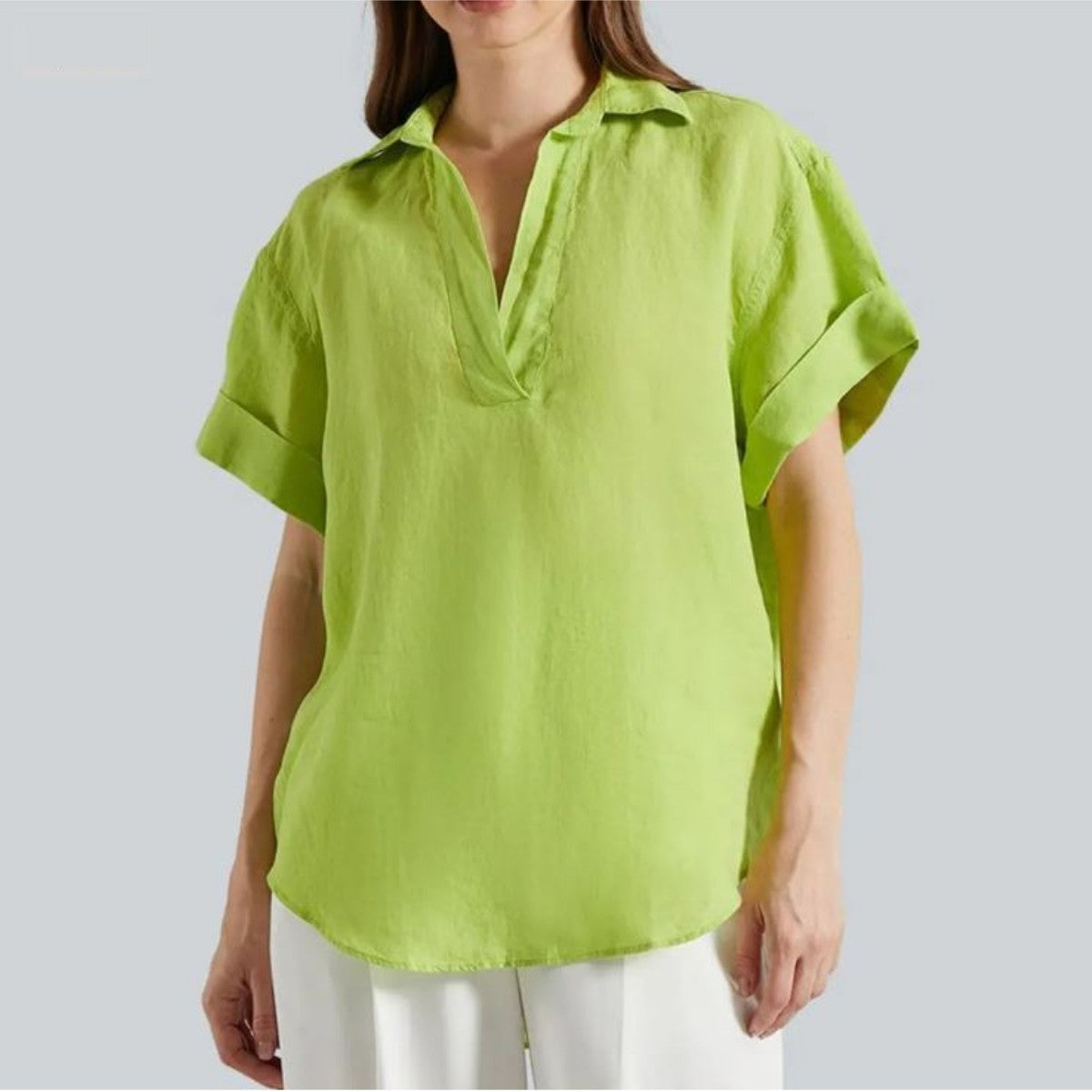 GANT Relaxed Fit Linen Popover Short Sleeve Shirt Matcha Green 4300308