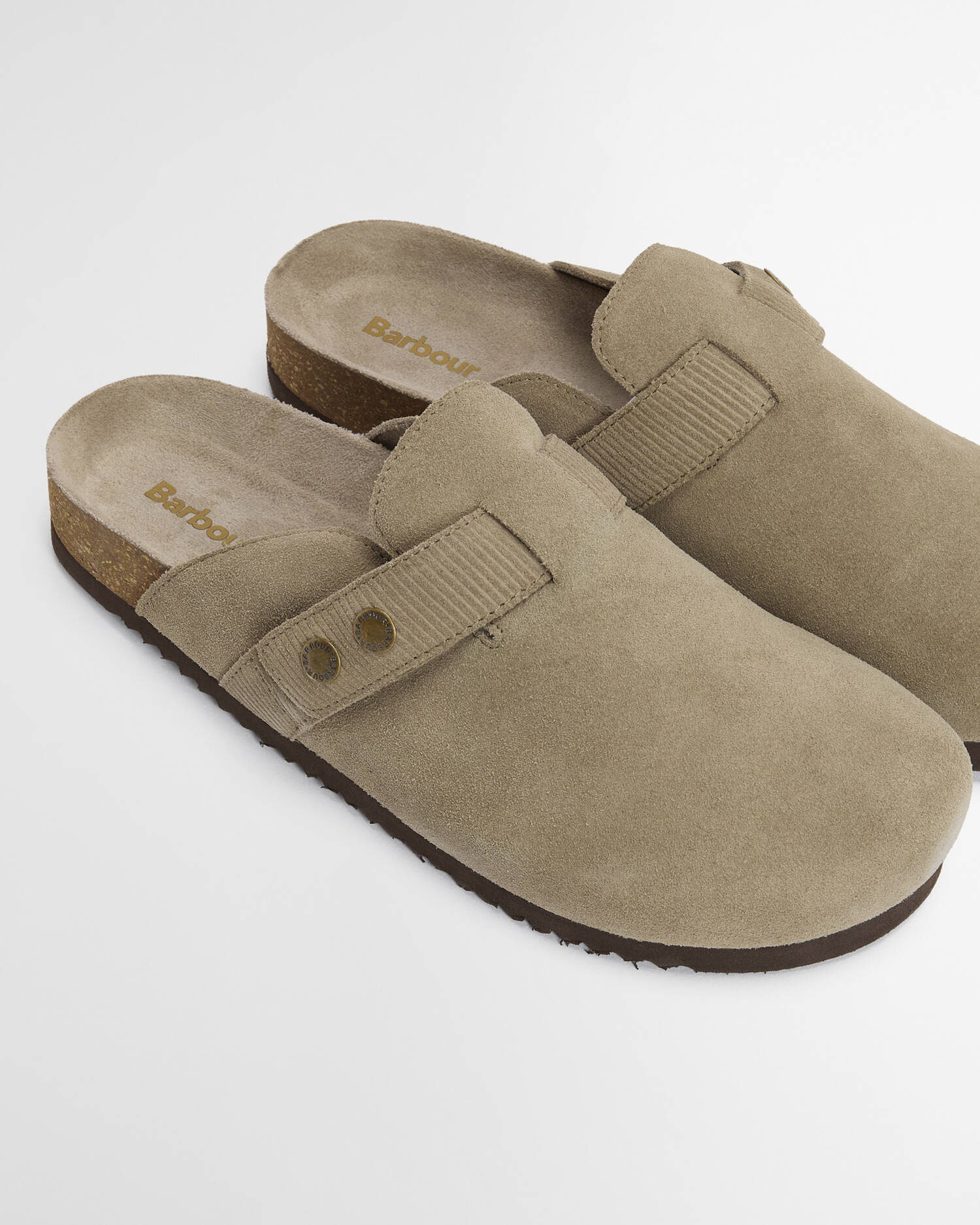 Barbour Bowman Suede Mules in Taupe MFO0840BE1411