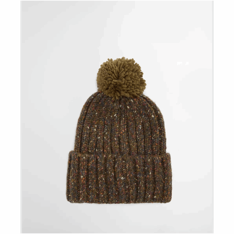 Barbour Kelson Fleck Pom Beanie Hat in Navy &amp; Olive