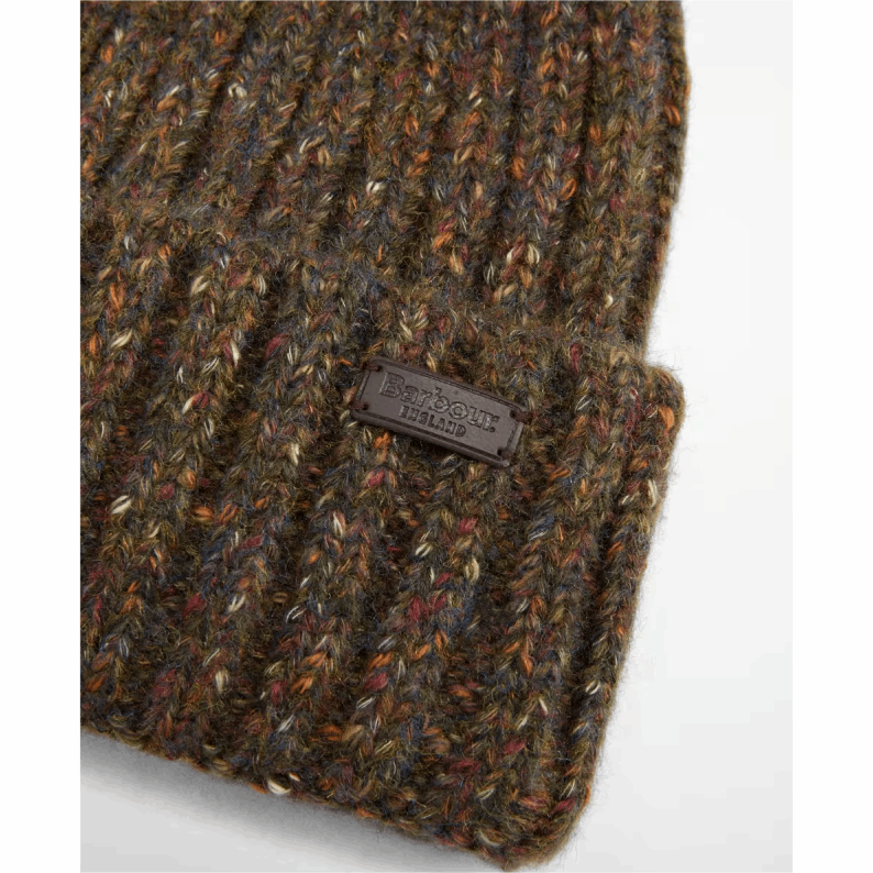 Barbour Kelson Fleck Pom Beanie Hat in Navy &amp; Olive