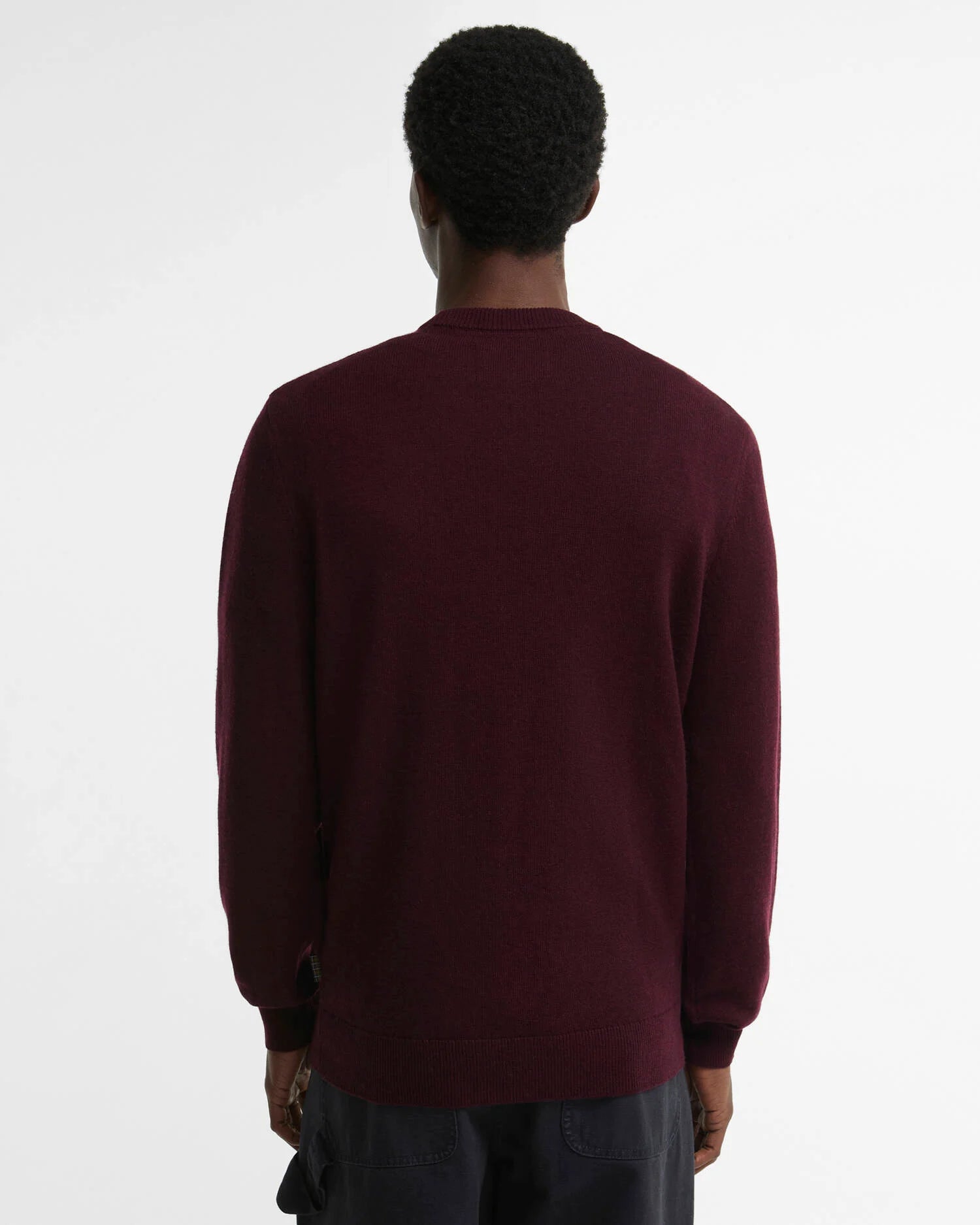 Barbour Mineral Tartan Crew Neck Jumper in Burgundy