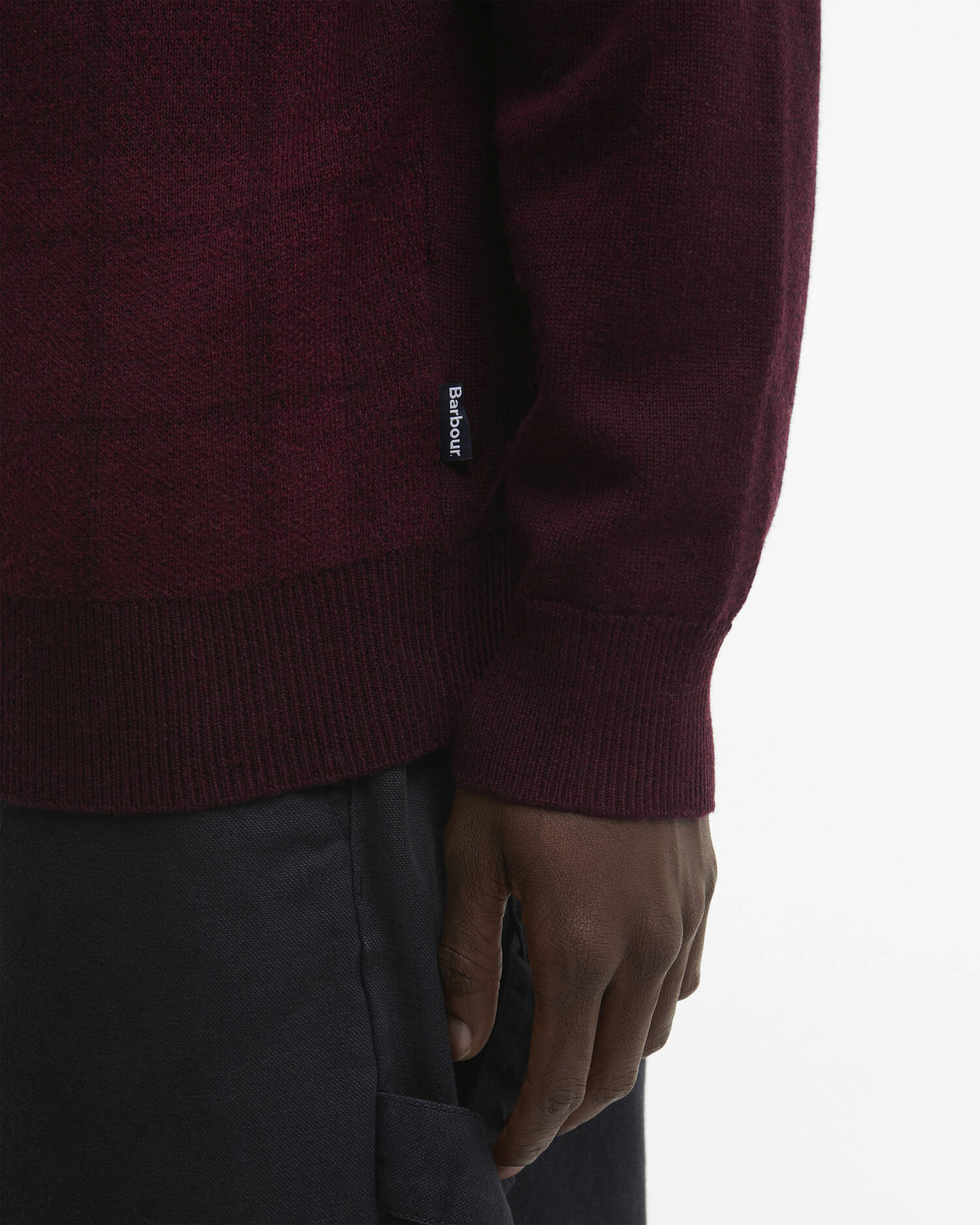 Barbour Mineral Tartan Crew Neck Jumper in Burgundy