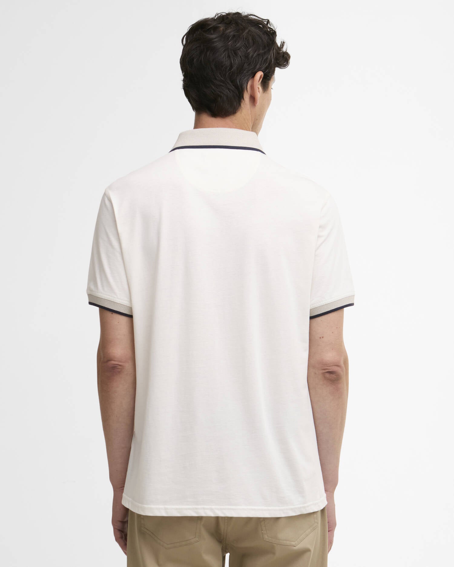 Barbour Cornsay polo shirt whisper white cotton plain rear view