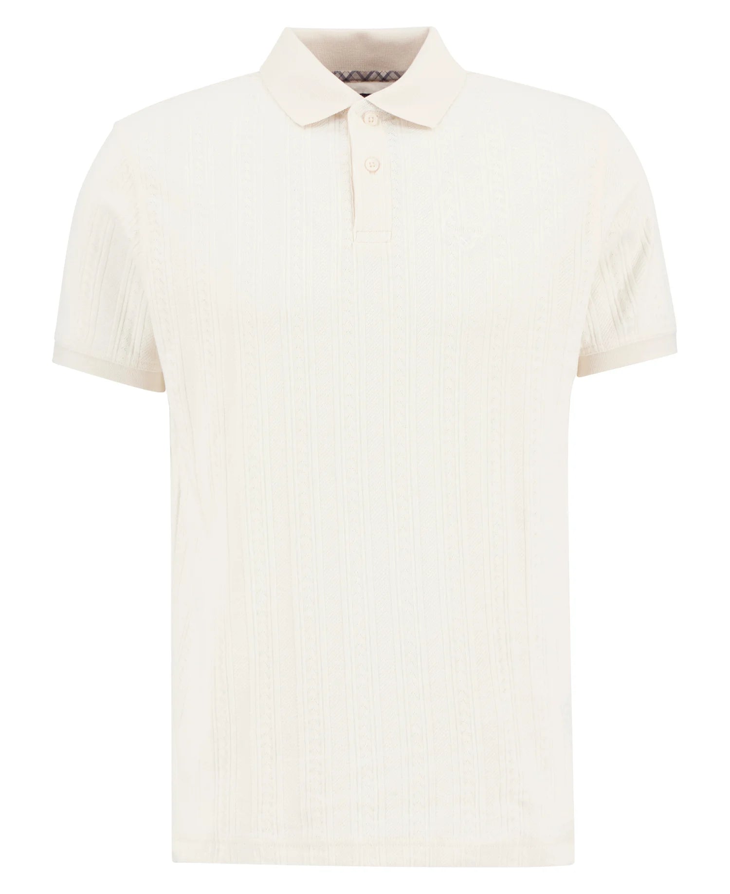 Barbour Harwell polo shirt whisper white jacquard cotton front view