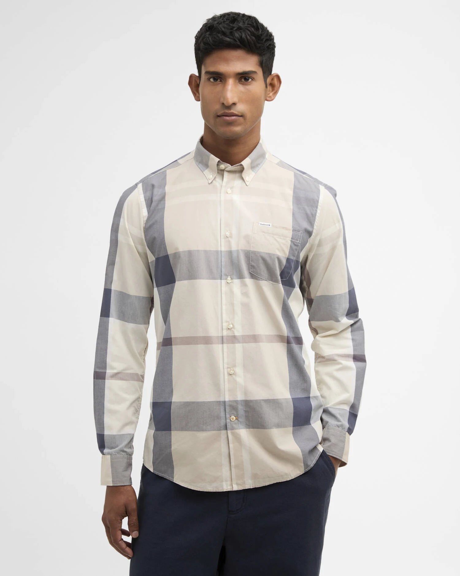 Barbour Harris long sleeve shirt Oban Mist tartan cotton front view