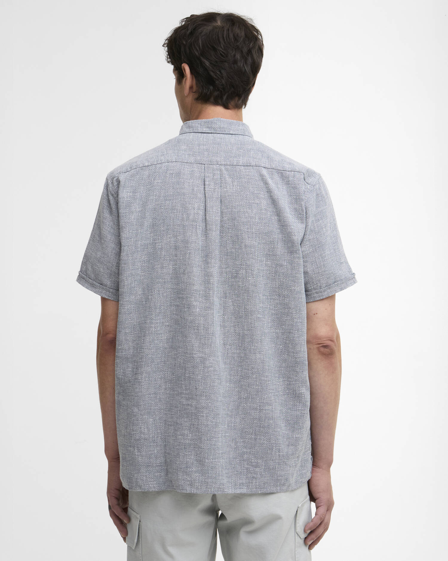 Barbour Firth short sleeve shirt dusk blue textured cotton back view