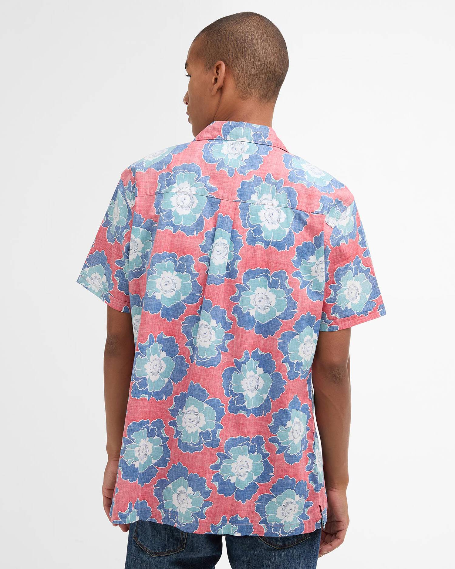 Barbour Hauxley short sleeve shirt lava floral print cotton back view