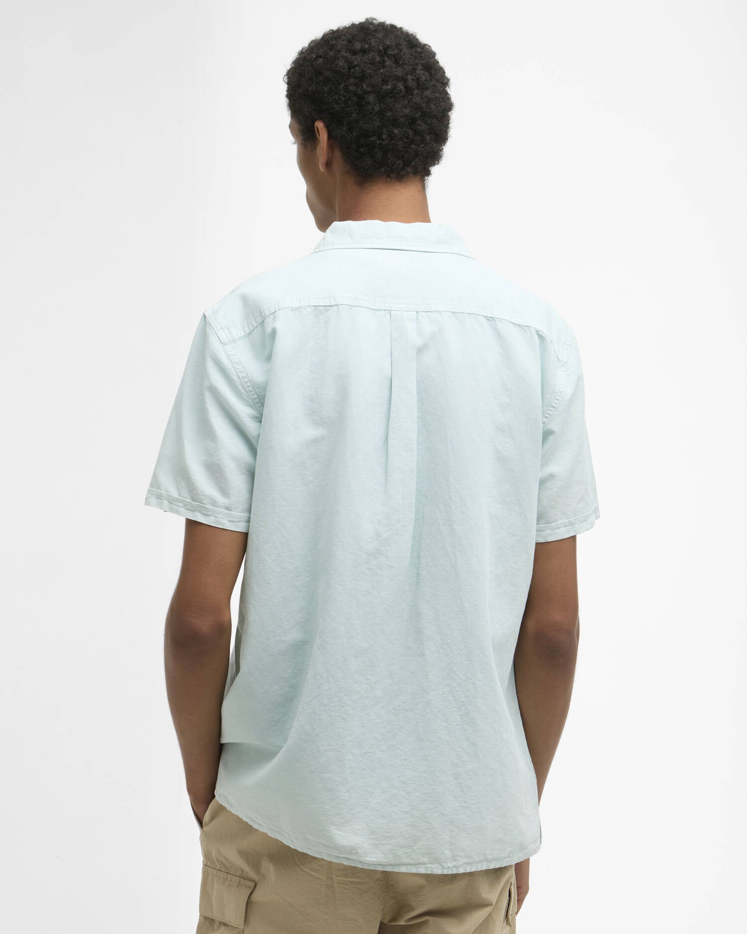 Barbour Landkey short sleeve shirt mint overdyed cotton linen back view