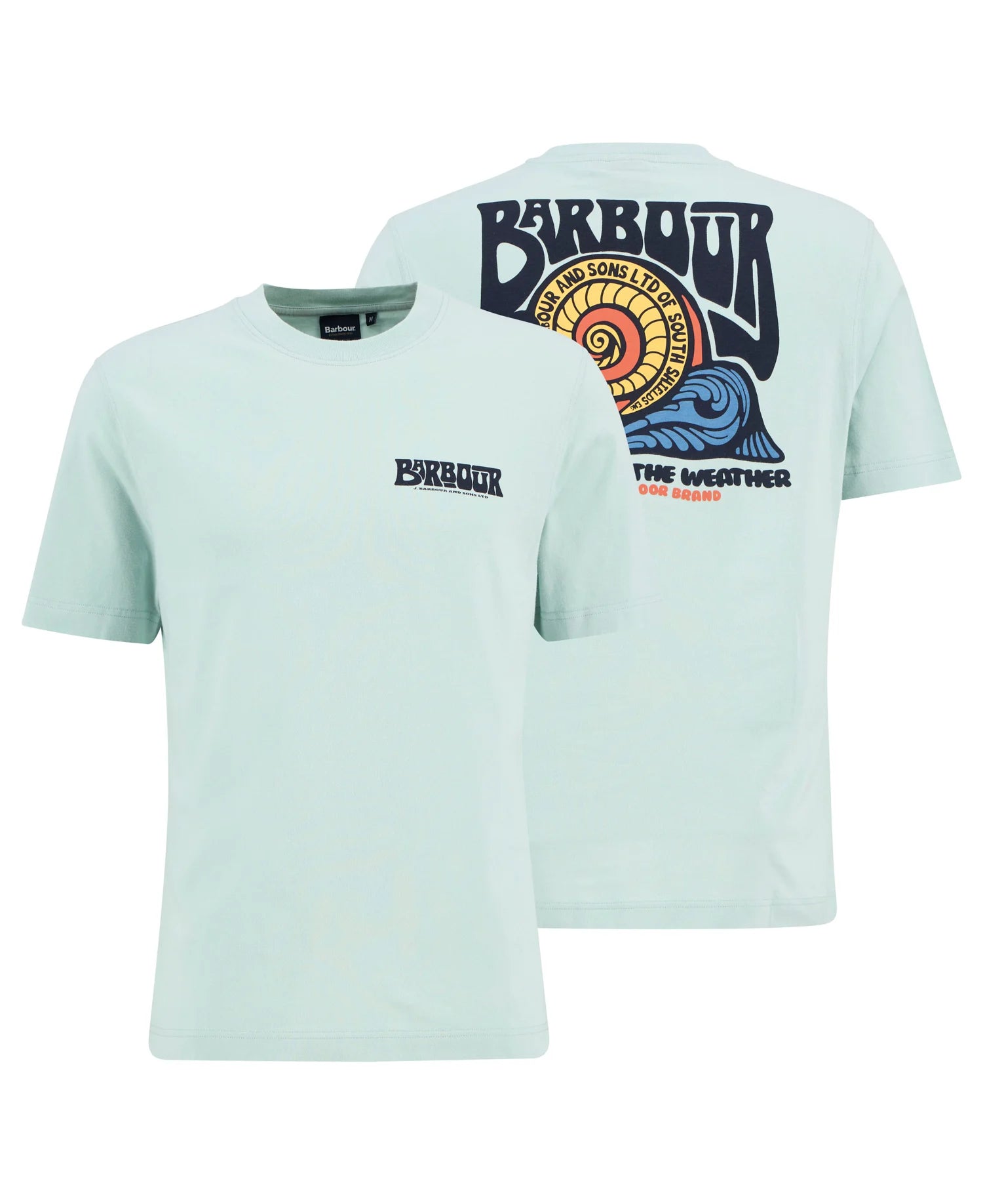 Barbour Frome graphic T-shirt mint cotton chest logo front back view