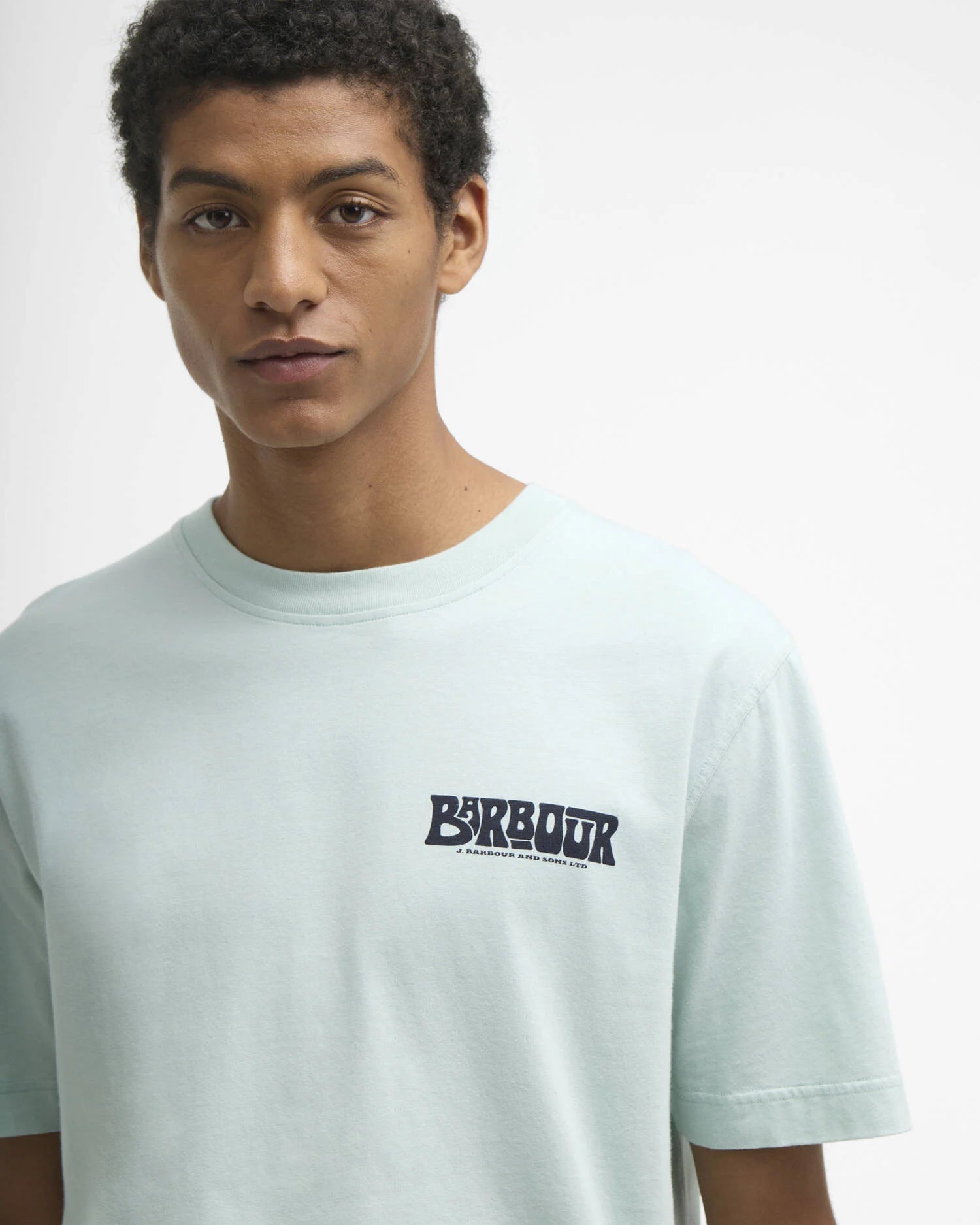 Barbour Frome graphic T-shirt mint cotton chest logo detail view