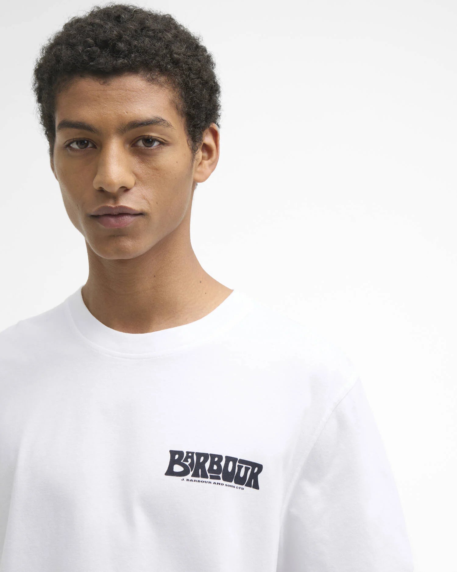 Barbour Frome graphic T-shirt white cotton chest logo detail view