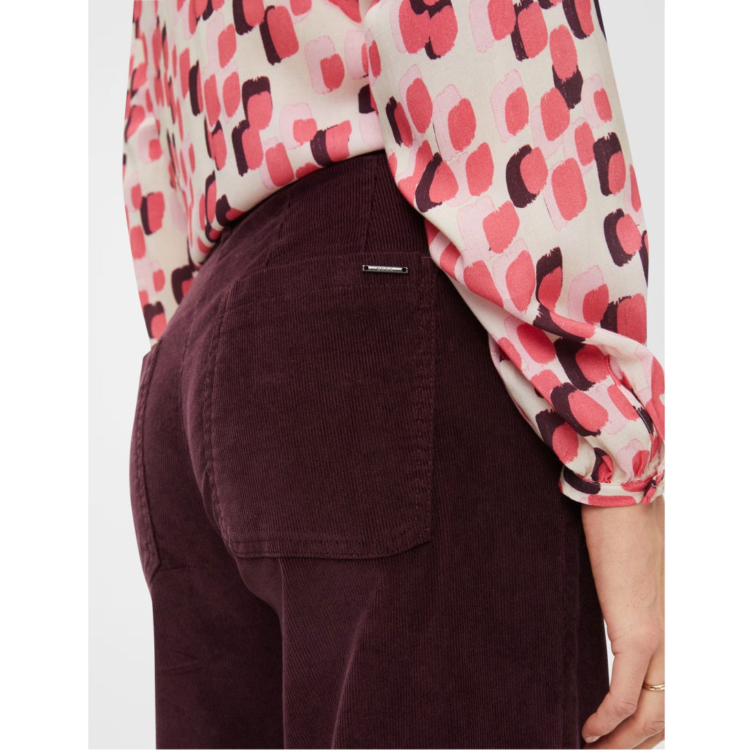 Brax Wide Leg Corded Trousers in Maine Fit Berry 75-1838