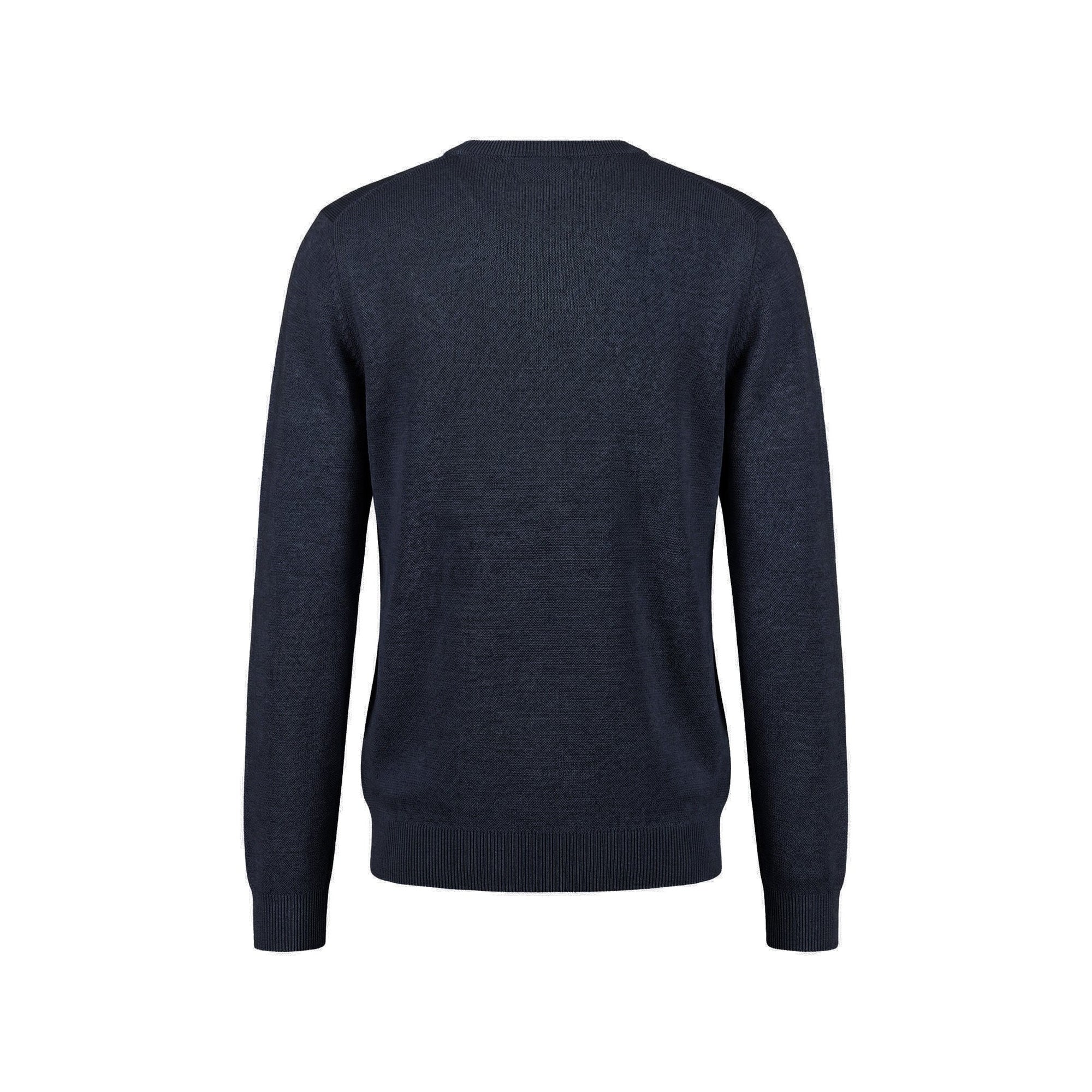 Navy blue sweater on a white background
