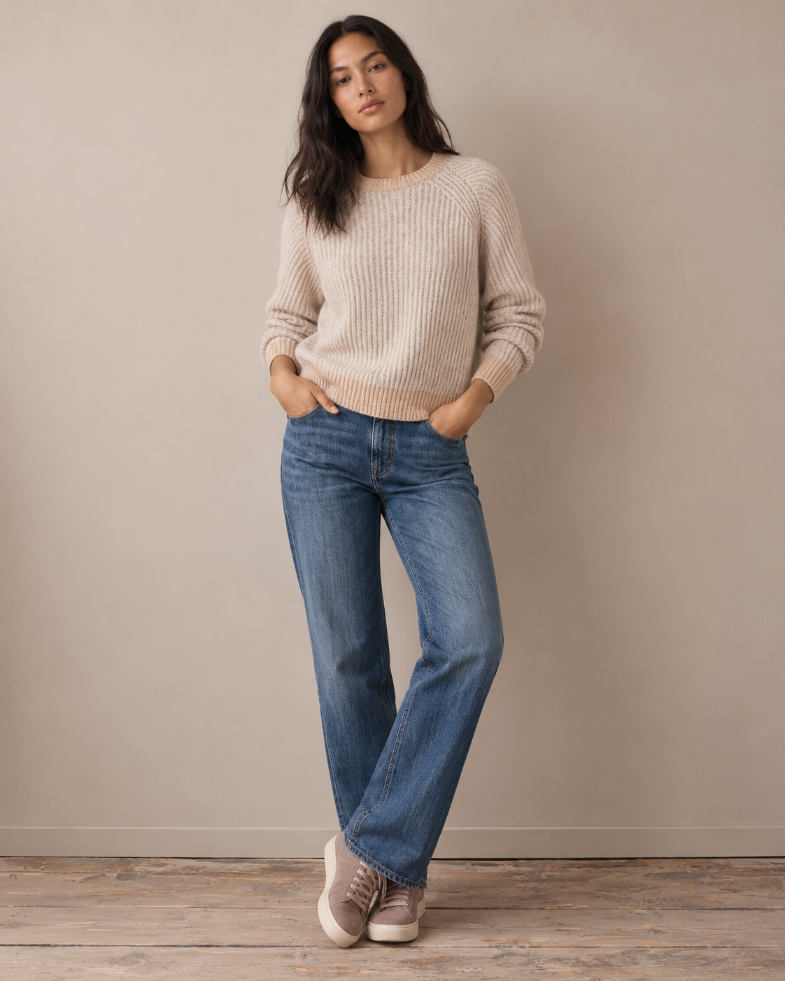 Fynch-Hatton Merino Wool Knitted Jumper In Neutral Tan 26107490