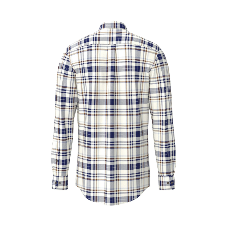 Fynch-Hatton Large-Check Cotton Shirt – Misty Blue