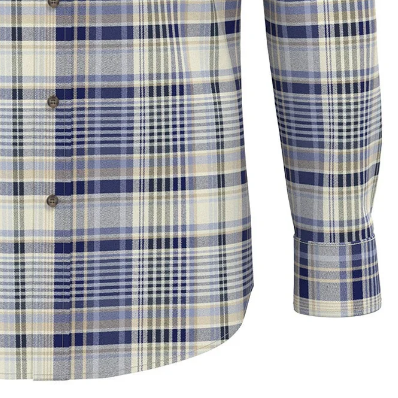 Fynch-Hatton Cotton Check Shirt with Button-Down Collar