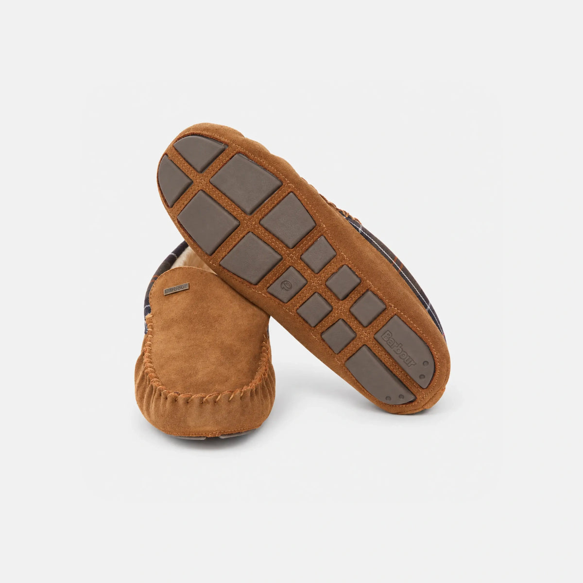 Barbour Monty Suede &amp; Fur Slippers in Camel