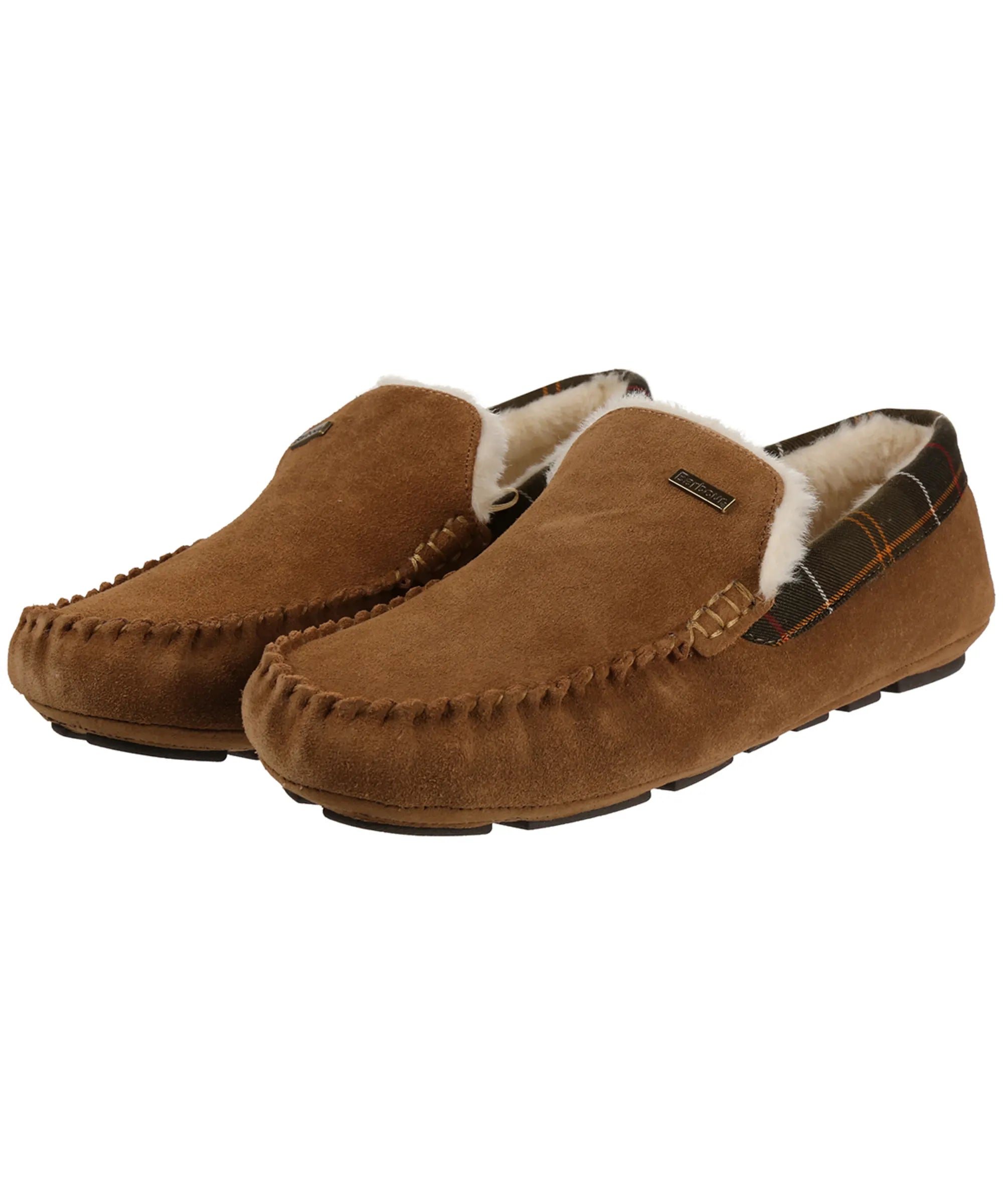 Barbour Monty Suede Slippers in Camel