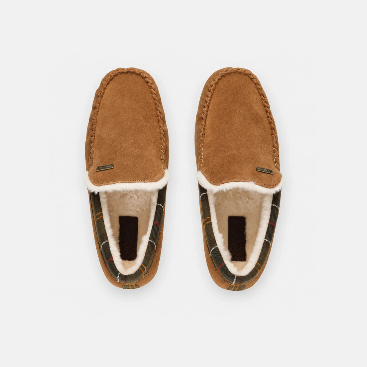 Barbour Monty Suede &amp; Fur Slippers in Camel