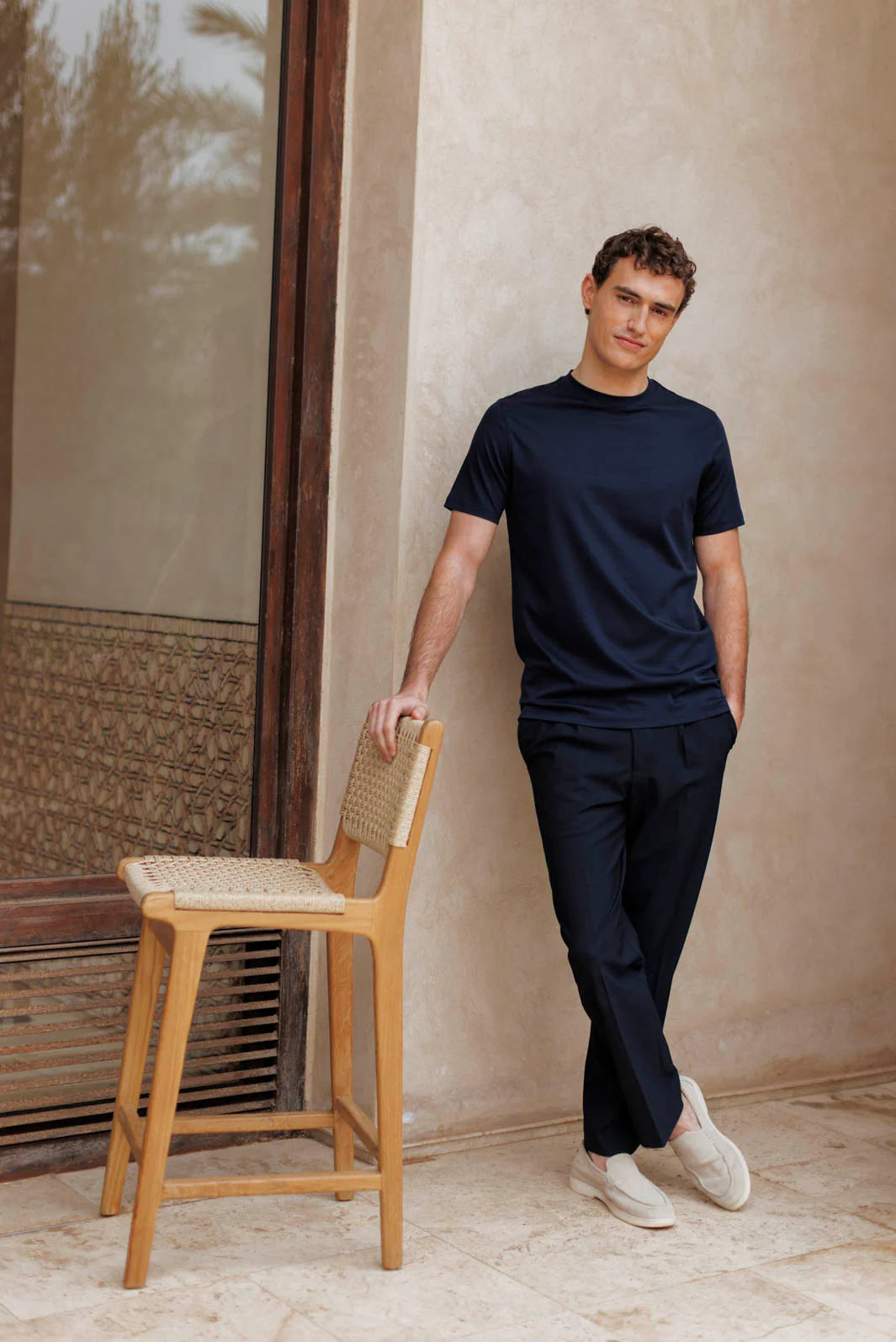 Giordano Luca Liquid Supima Cotton T-shirt in Navy