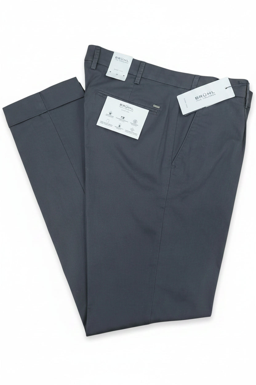 Dark gray pants with tags on a white background