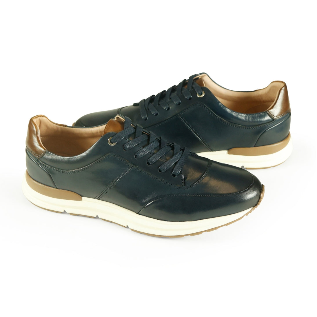 AZOR LA MODE Calabria Smart Leather Trainers ZM3827 Navy