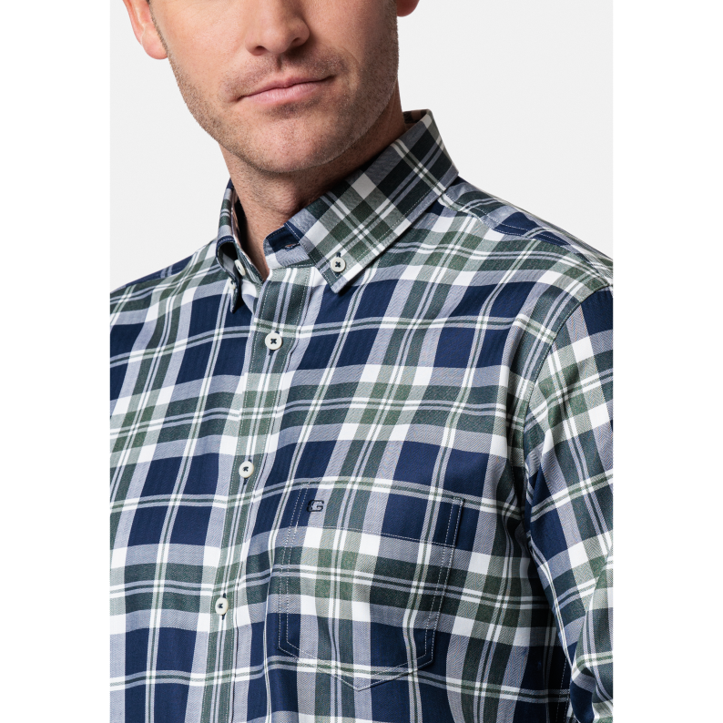 Giordano Regular Fit Button Down Check Green Navy Shirt 327300