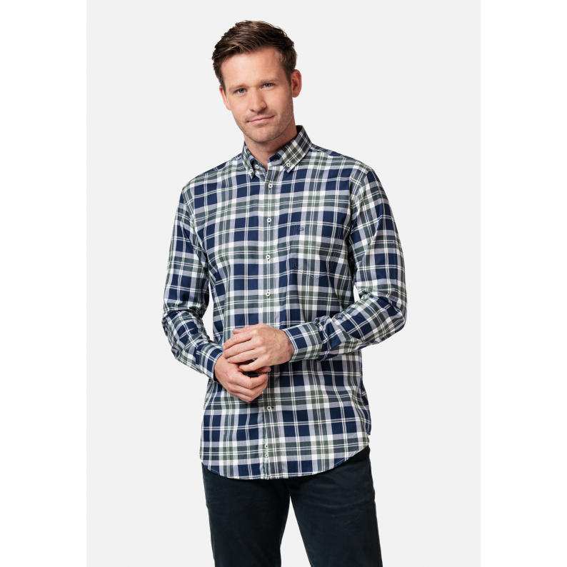 Giordano Regular Fit Button Down Check Green Navy Shirt 327300